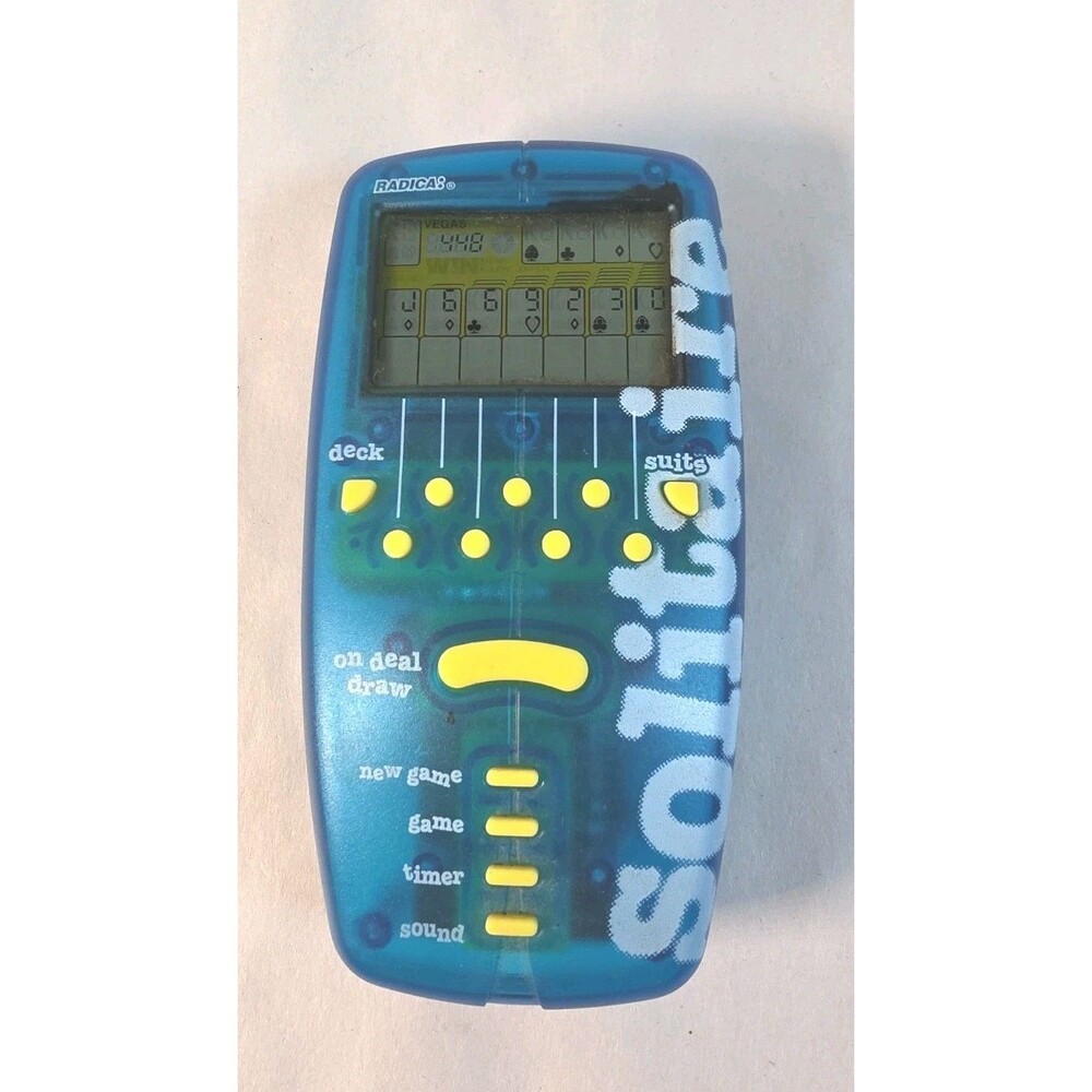 1998 Radica Solitaire Blue Hand Held Pocket Electronic Game (Tested & Working)